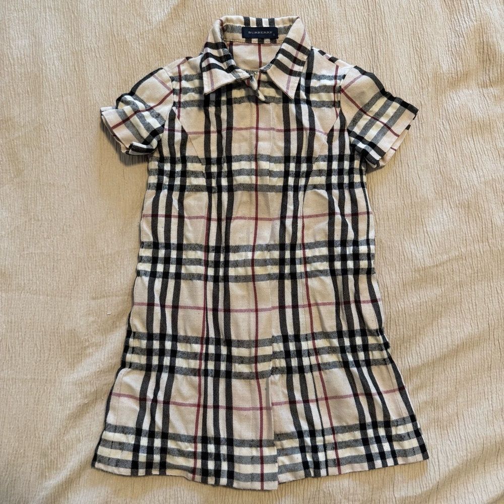 Burberry Kids Beige Check Polo Dress
